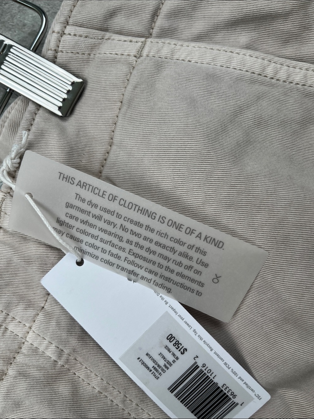 NEW Outerknown 33 Mens Beige 100% Organic Cotton Chino Pants - Picture 9 of 12